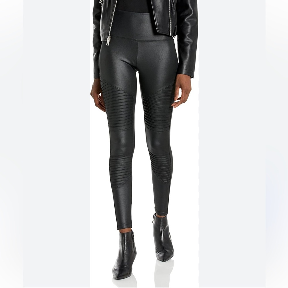 Black Leather Textured Leggings